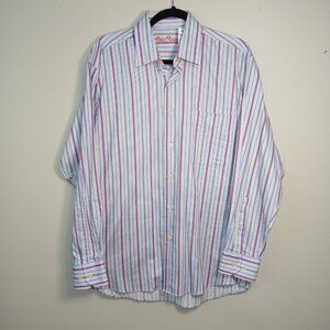 ALAN FLUSSER STRIPPED LONG SLEEVE BUTTON DOWN MENS SHIRT SIZE MED NWT